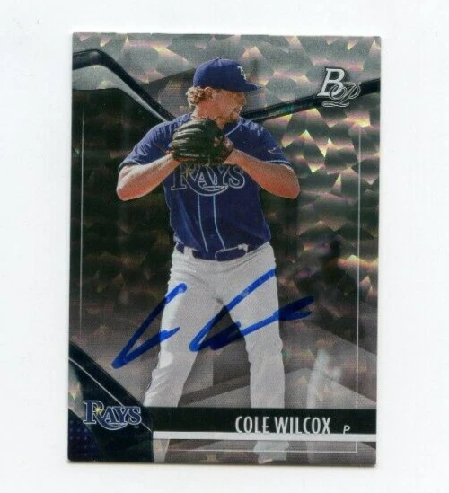 COLE WILCOX SIGNED 2021 BOWMAN PLATINUM BASEBALL CARD AUTO