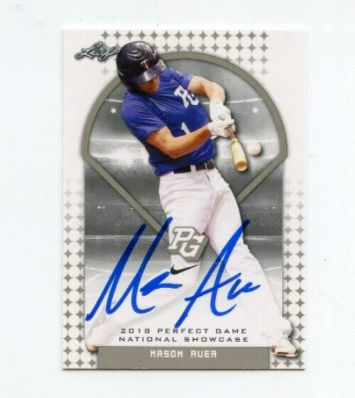 MASON AUER SIGNED 2018 LEAF PERFECT GAME BASEBALL CARD AUTO