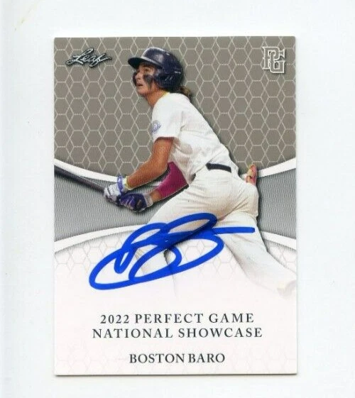 BOSTON BARO SIGNED 2022 LEAF PERFECT GAME BASEBALL CARD AUTO