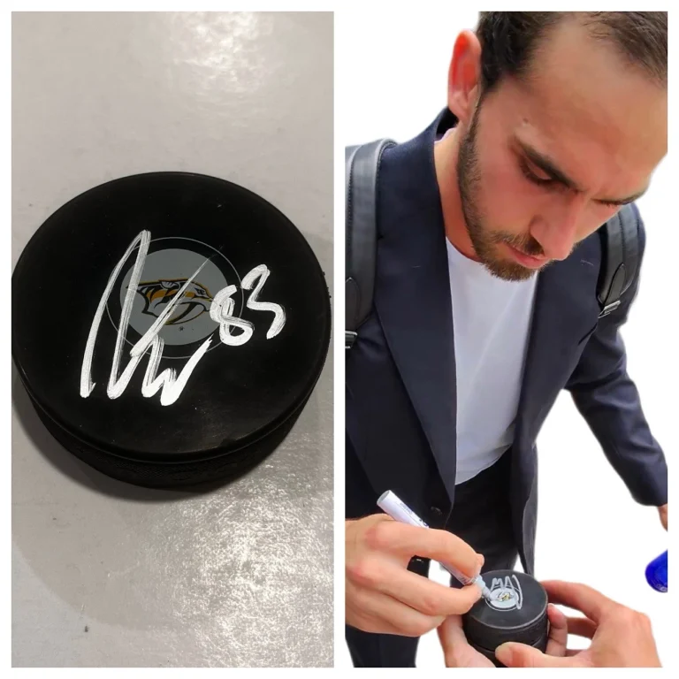 ADAM WILSBY SIGNED NASHVILLE PREDATORS HOCKEY PUCK W/ CASE COA