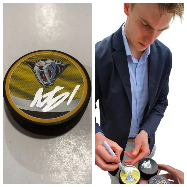 MATTHEW WOOD SIGNED NASHVILLE PREDATORS HOCKEY PUCK W/ CASE COA