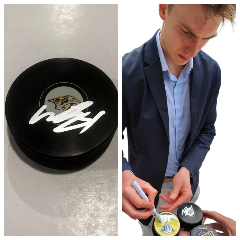 MATTHEW WOOD SIGNED NASHVILLE PREDATORS HOCKEY PUCK W/ CASE COA
