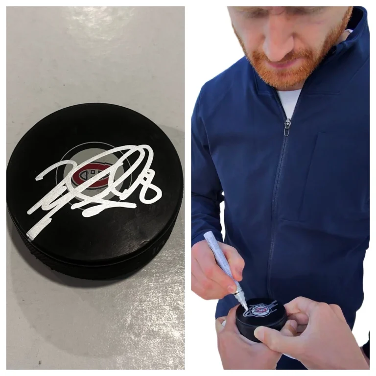 MIKE MATHESON SIGNED MONTREAL CANADIENS HOCKEY PUCK W/ CASE COA