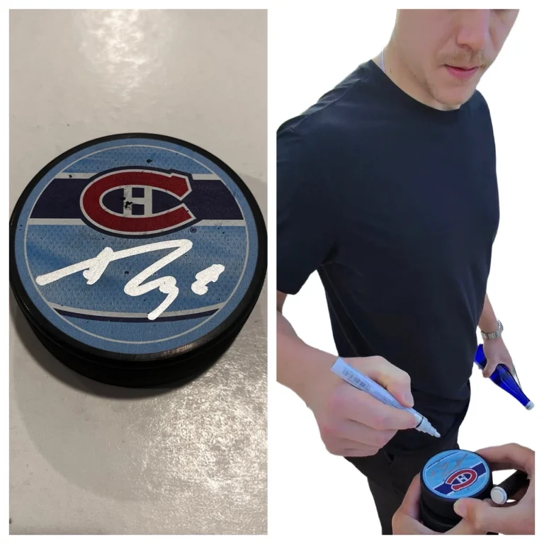 KAIDEN GUHLE SIGNED MONTREAL CANADIENS HOCKEY PUCK W/ CASE COA