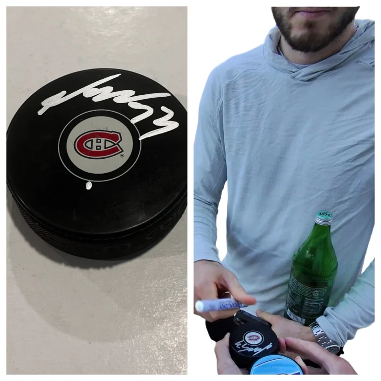 NOAH DOBSON SIGNED MONTREAL CANADIENS HOCKEY PUCK W/ CASE COA