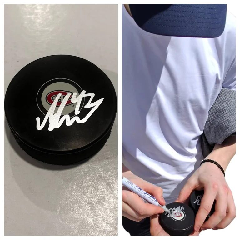 ADAM ENGSTROM SIGNED MONTREAL CANADIENS HOCKEY PUCK W/ CASE COA
