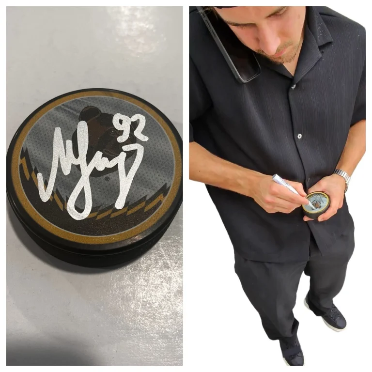 MARAT KHUSNUTDINOV SIGNED BOSTON BRUINS HOCKEY PUCK W/ CASE COA