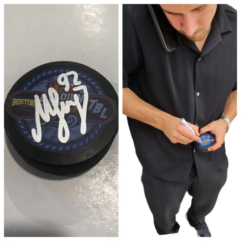 MARAT KHUSNUTDINOV SIGNED BOSTON BRUINS 2026 STADIUM SERIES PUCK W/ CASE COA