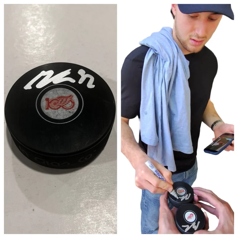 MARCO KASPER SIGNED DETROIT RED WINGS HOCKEY PUCK W/ CASE COA
