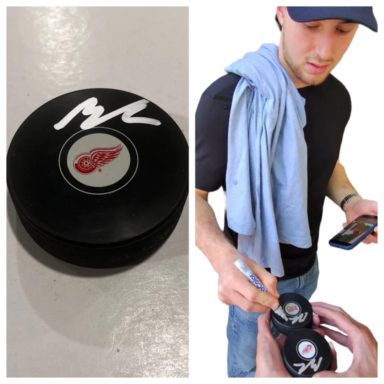 MARCO KASPER SIGNED DETROIT RED WINGS HOCKEY PUCK W/ CASE COA