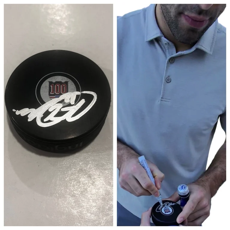 MATTHEW ROBERTSON SIGNED NEW YORK RANGERS HOCKEY PUCK W/ CASE COA