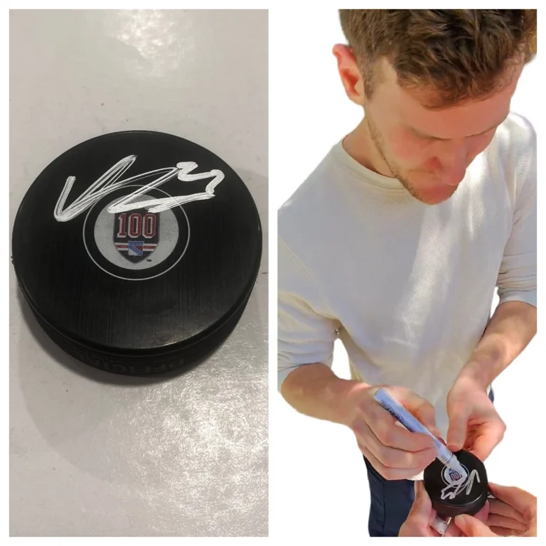 ADAM FOX SIGNED NEW YORK RANGERS HOCKEY PUCK W/ CASE COA