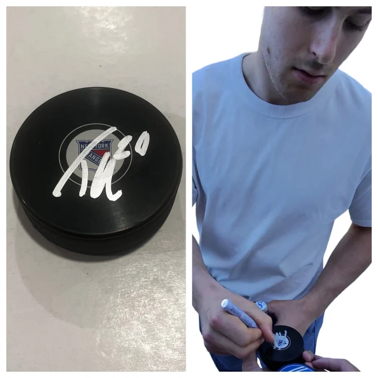 TYE KARTYE SIGNED NEW YORK RANGERS HOCKEY PUCK W/ CASE COA