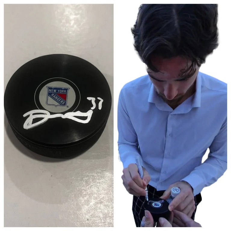 DYLAN GARAND SIGNED NEW YORK RANGERS HOCKEY PUCK W/ CASE COA