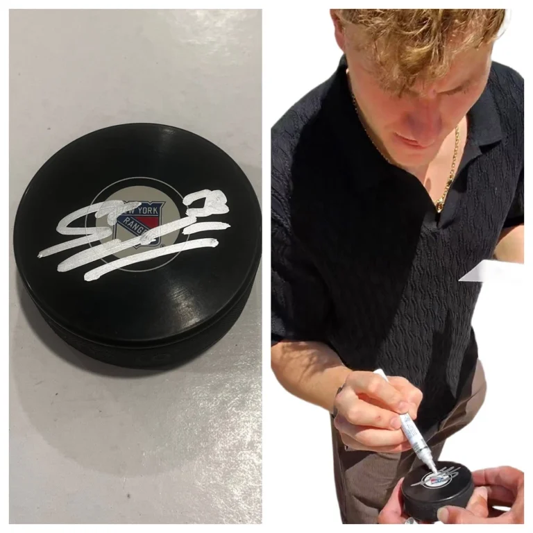 ADAM SYKORA SIGNED NEW YORK RANGERS HOCKEY PUCK W/ CASE COA