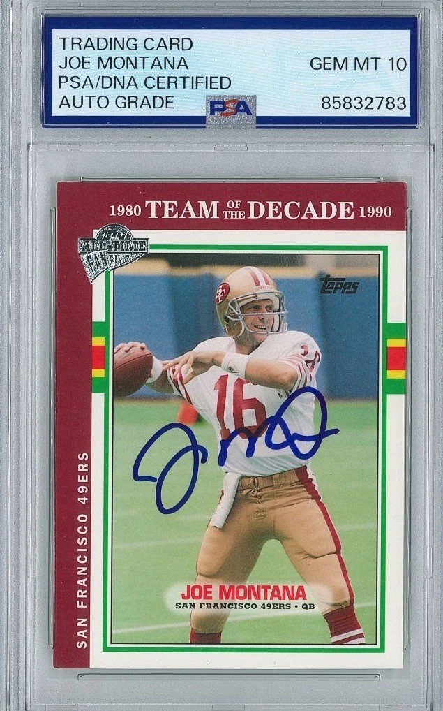 Joe Montana Signed 2004 Topps All-Time Fan Favorites #45 Card PSA GM MT 10 AUTO