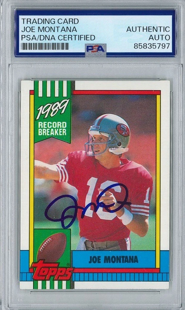 Joe Montana Signed 1990 Topps #1 Card PSA 85835797 GEM MINT 10 AUTO