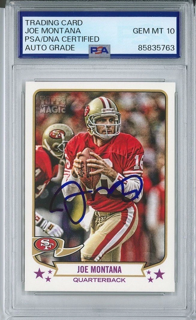 Joe Montana Signed 2013 Topps Magic #206 Card PSA 85835763 GEM MINT 10 AUTO