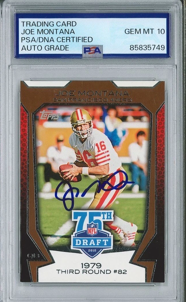 Joe Montana Signed 2010 Topps #75DA-1 Card PSA 85835749 GEM MINT 10 AUTO