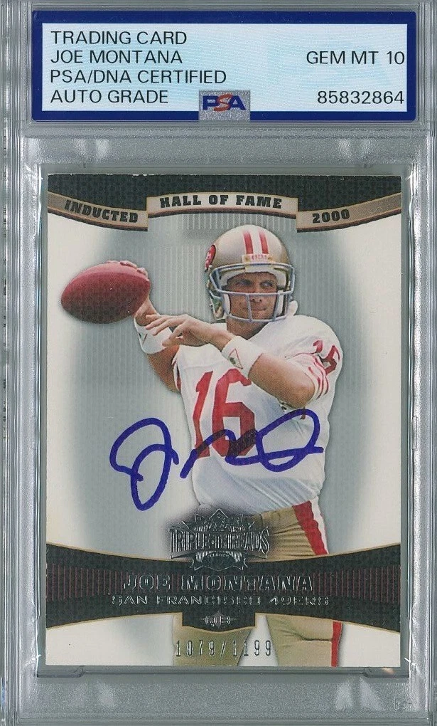 Joe Montana Signed 2006 Topps Triple Threads #38 Card PSA #2864 GEM MINT 10 AUTO