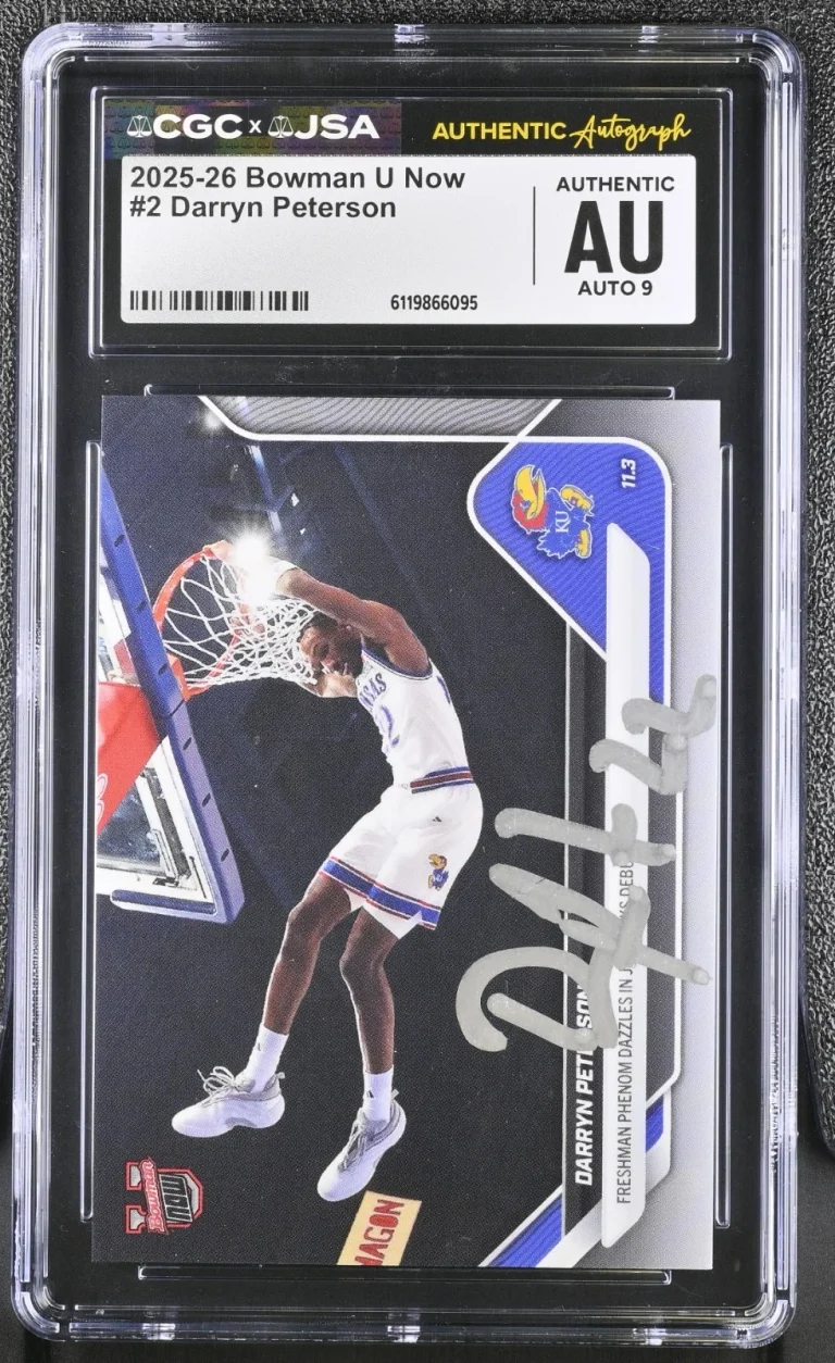 DARRYN PETERSON SIGNED 2025-26 BOWMAN U NOW ROOKIE CARD #2 CGC AU JSA 9 AUTO