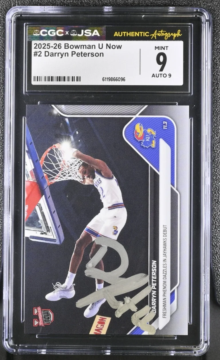 DARRYN PETERSON SIGNED 2025-26 BOWMAN U NOW ROOKIE CARD #2 CGC 9 JSA 9 AUTO