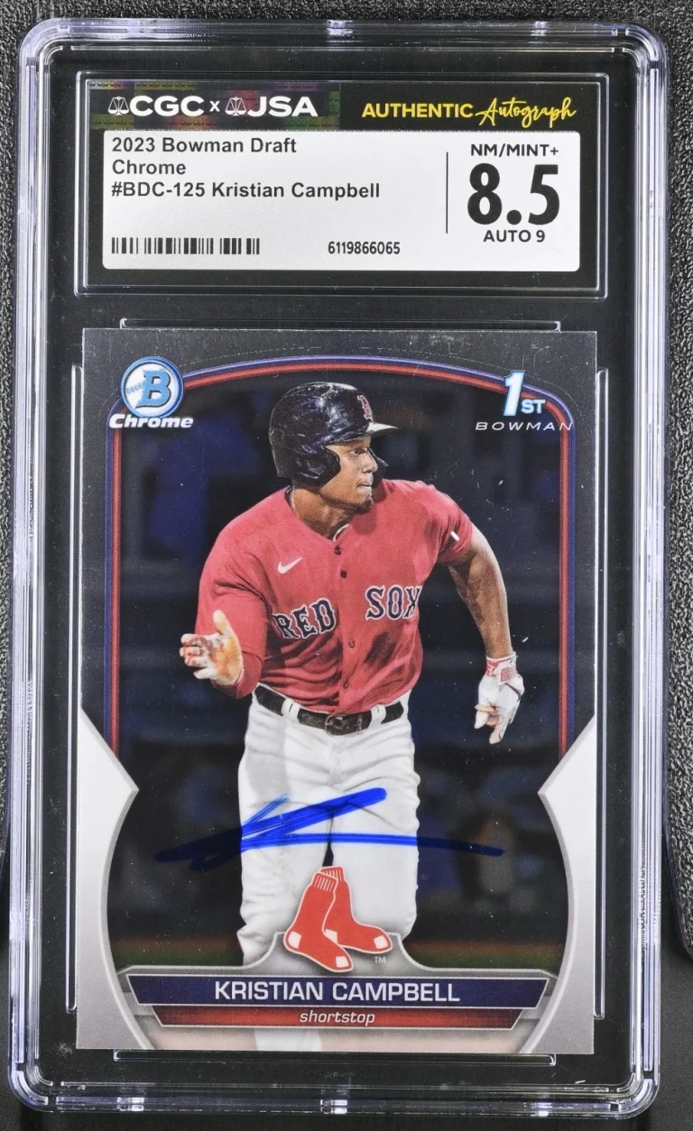 KRISTIAN CAMPBELL SIGNED 2023 BOWMAN DRAFT CHROME CARD #125 CGC 8.5 JSA 10 AUTO