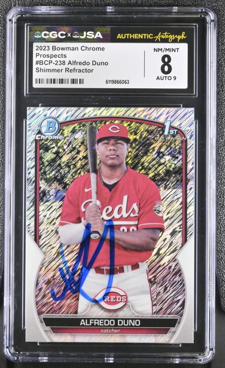 ALFREDO DUNO SIGNED 2023 BOWMAN CHROME SHIMMER CARD #BCP-238 CGC 8 JSA 9 AUTO