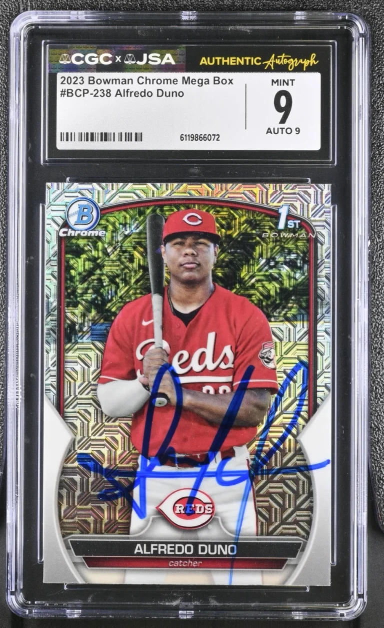 ALFREDO DUNO SIGNED 2023 BOWMAN CHROME MEGA BOX CARD #BCP-238 CGC 9 JSA 9 AUTO
