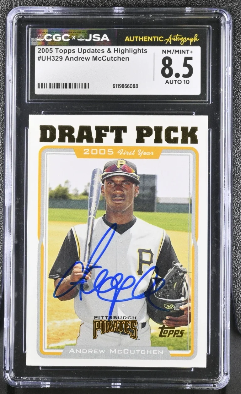 ANDREW MCCUTCHEN SIGNED 2005 TOPPS UPDATE ROOKIE CARD #UH329 CGC 8.5 JSA 10 AUTO