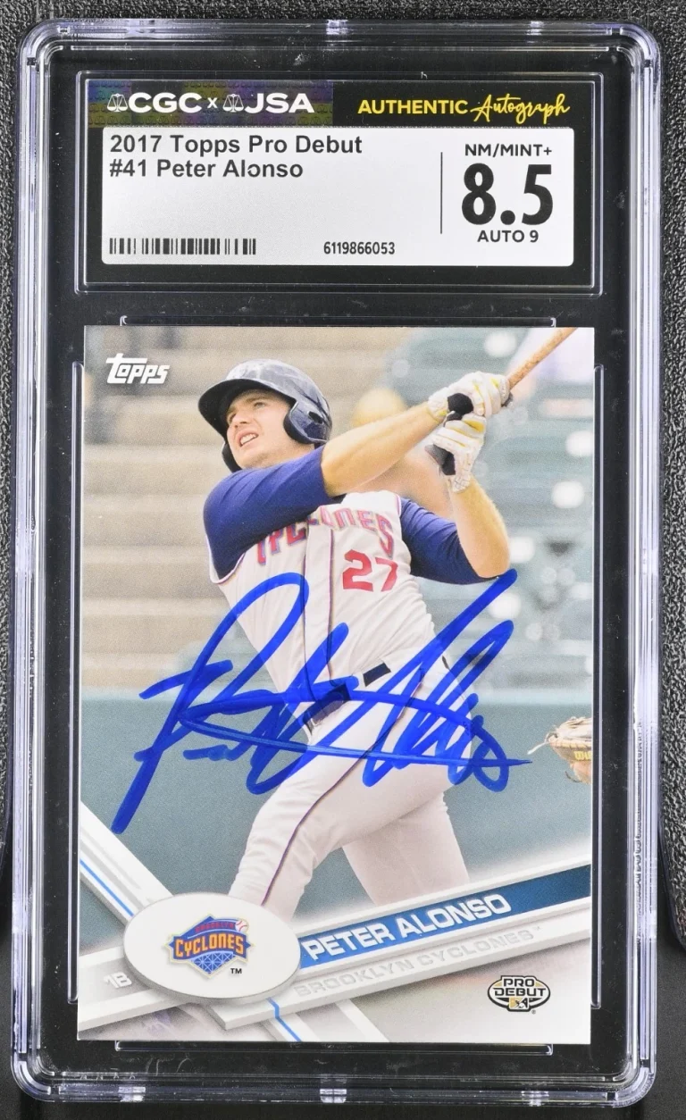 PETE PETER ALONSO SIGNED 2017 TOPPS PRO DEBUT ROOKIE CARD #41 CGC 8.5 JSA 9 AUTO