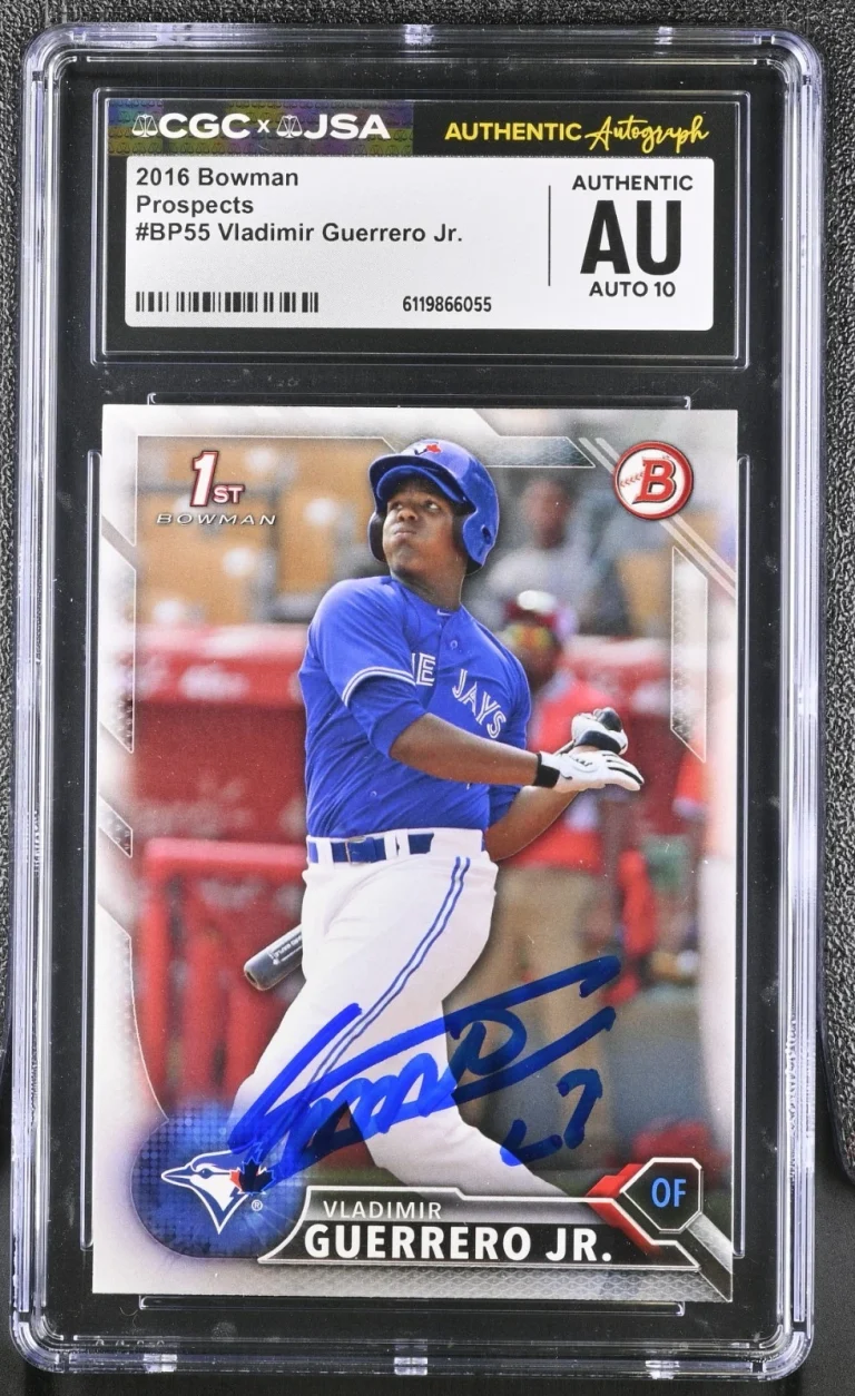 VLADIMIR GUERRERO JR SIGNED 2016 BOWMAN ROOKIE CARD #BP55 CGC AU JSA 10 AUTO
