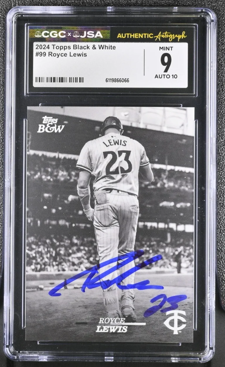 ROYCE LEWIS SIGNED 2024 TOPPS BLACK & WHITE CARD #99 CGC 9 JSA 10 AUTO