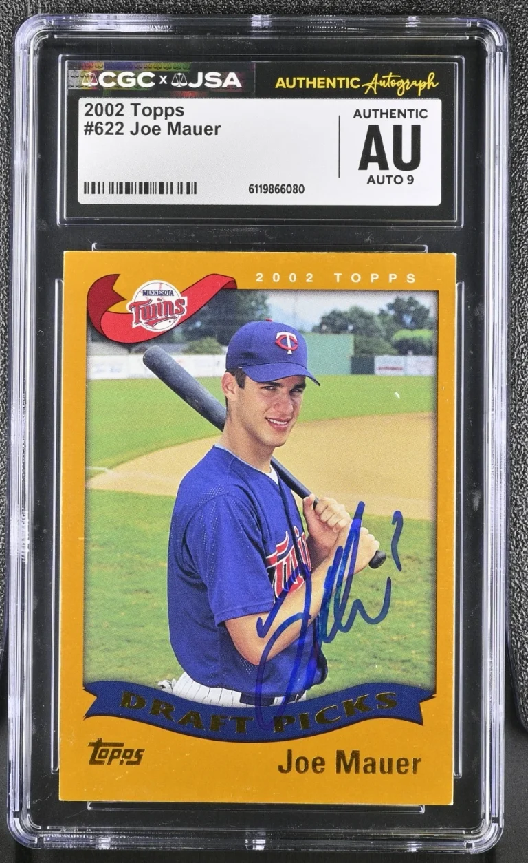 JOE MAUER SIGNED 2002 TOPPS ROOKIE CARD #622 CGC AU JSA 9 AUTO