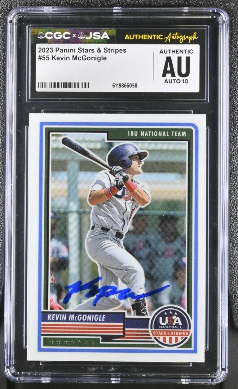 KEVIN MCGONIGLE SIGNED 2023 PANINI STARS & STRIPES CARD #55 CGC AU JSA 10 AUTO