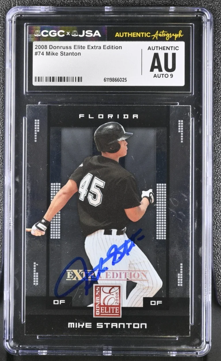 GIANCARLO MIKE STANTON SIGNED 2008 DONRUSS ELITE EXTRA CARD 74 CGC AU JSA 9 AUTO