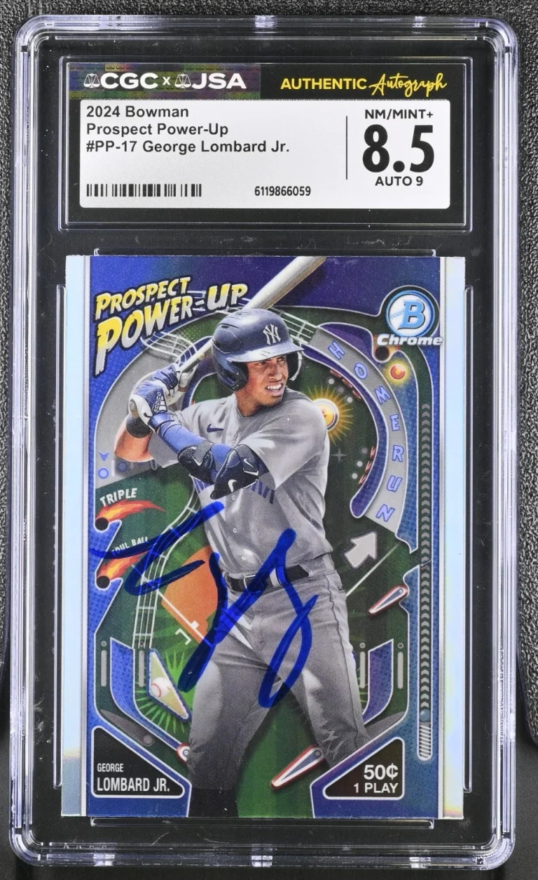 GEORGE LOMBARD SIGNED 2024 BOWMAN CHROME POWER-UP CARD #PP-17 CGC 8.5 JSA 9 AUTO