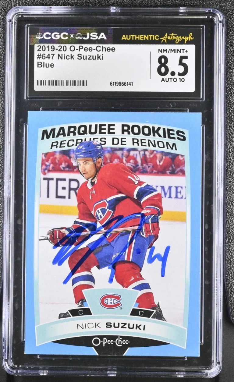 NICK SUZUKI SIGNED 2019-20 O-PEE-CHEE ROOKIE CARD #647 CGC 8.5 JSA 10 AUTO