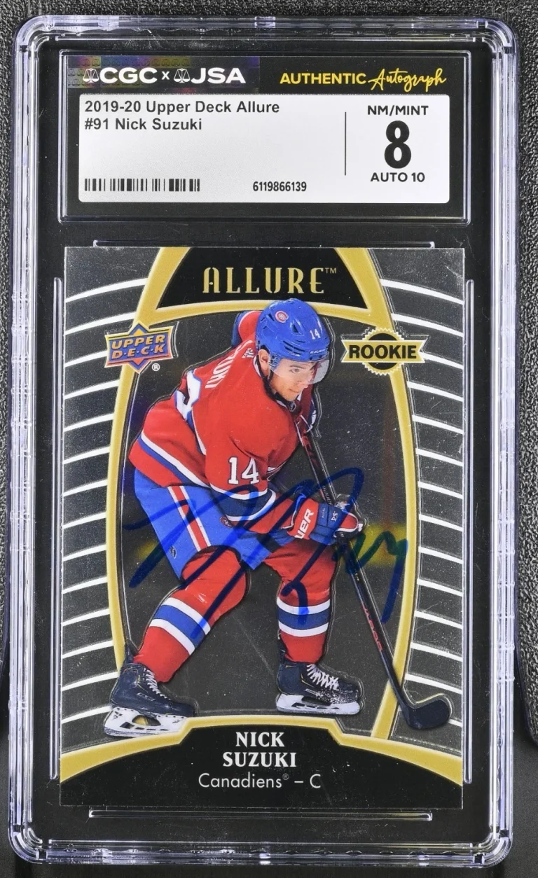 NICK SUZUKI SIGNED 2019-20 UPPER DECK ALLURE ROOKIE CARD #91 CGC 8 JSA 10 AUTO
