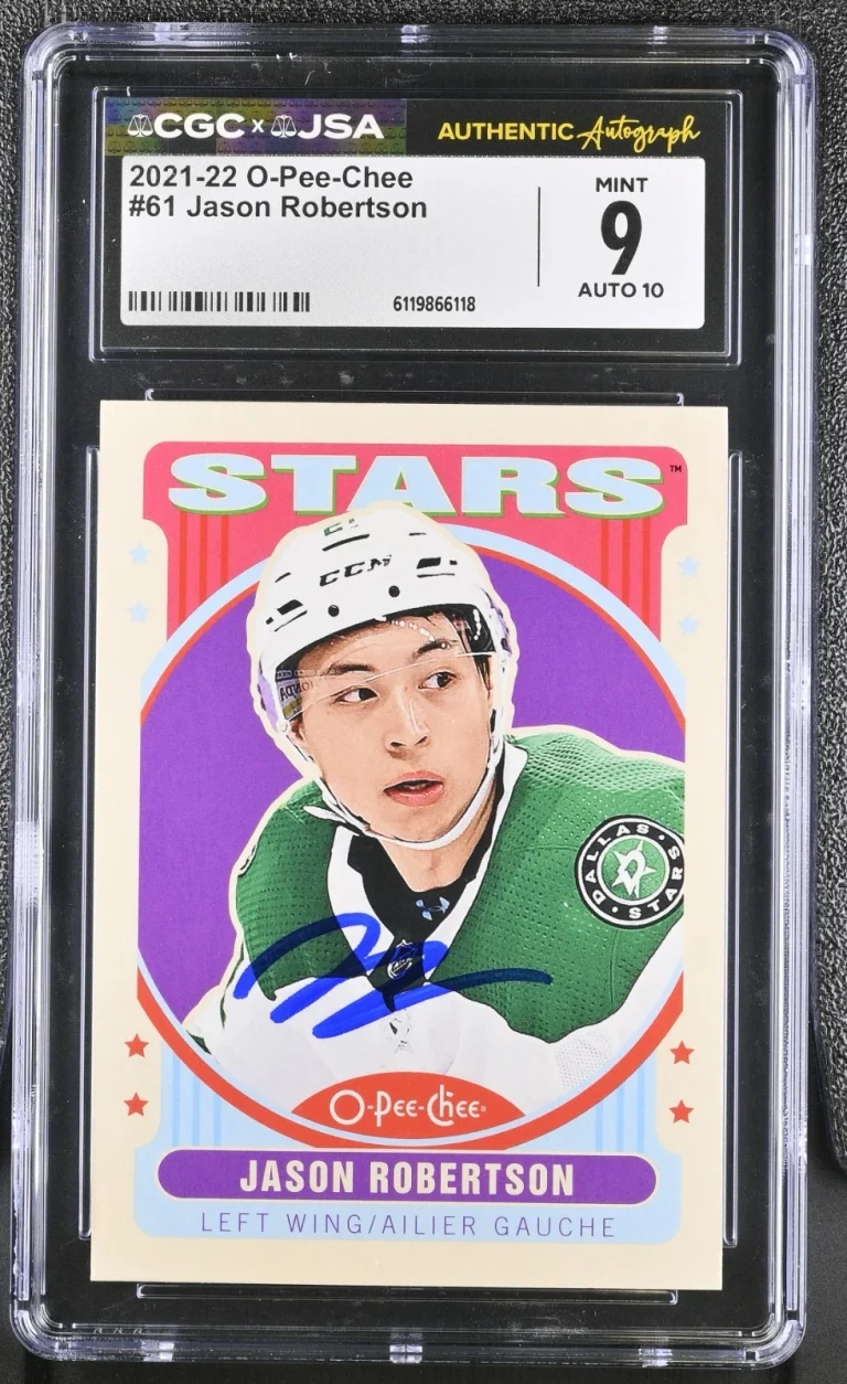 JASON ROBERTSON SIGNED 2021-22 O-PEE-CHEE CARD #61 CGC 9 JSA 10 AUTO