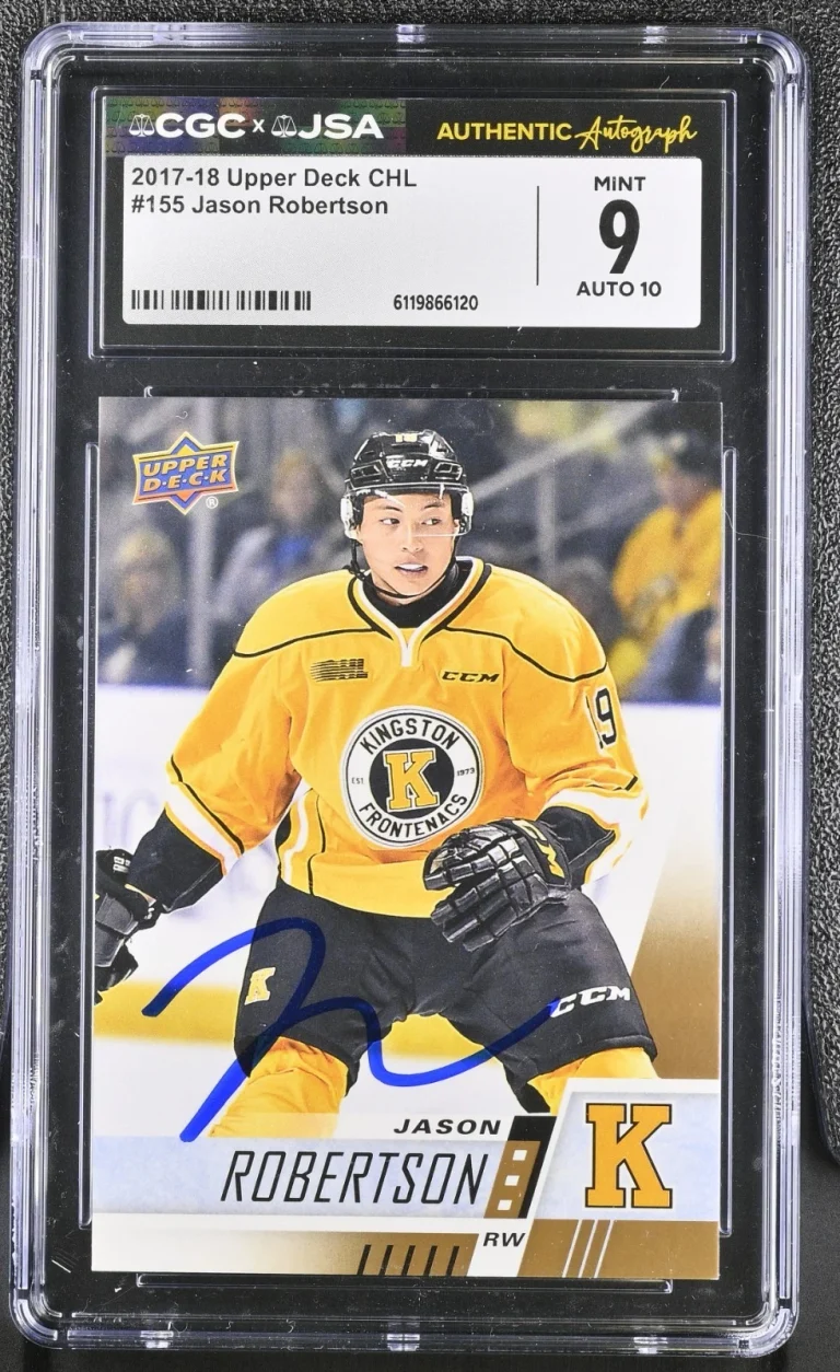 JASON ROBERTSON SIGNED 2017-18 UPPER DECK CHL ROOKIE CARD #155 CGC 9 JSA 10 AUTO