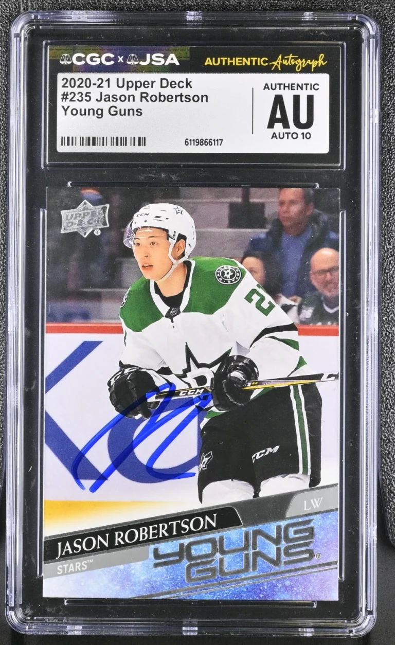 JASON ROBERTSON SIGNED 2020-21 UD YOUNG GUNS ROOKIE CARD #235 CGC AU JSA 10 AUTO