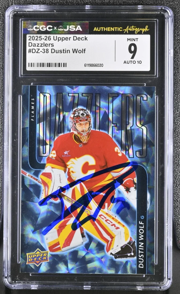 DUSTIN WOLF SIGNED 2025-26 UPPER DECK DAZZLERS CARD #DZ-38 CGC 9 JSA 10 AUTO