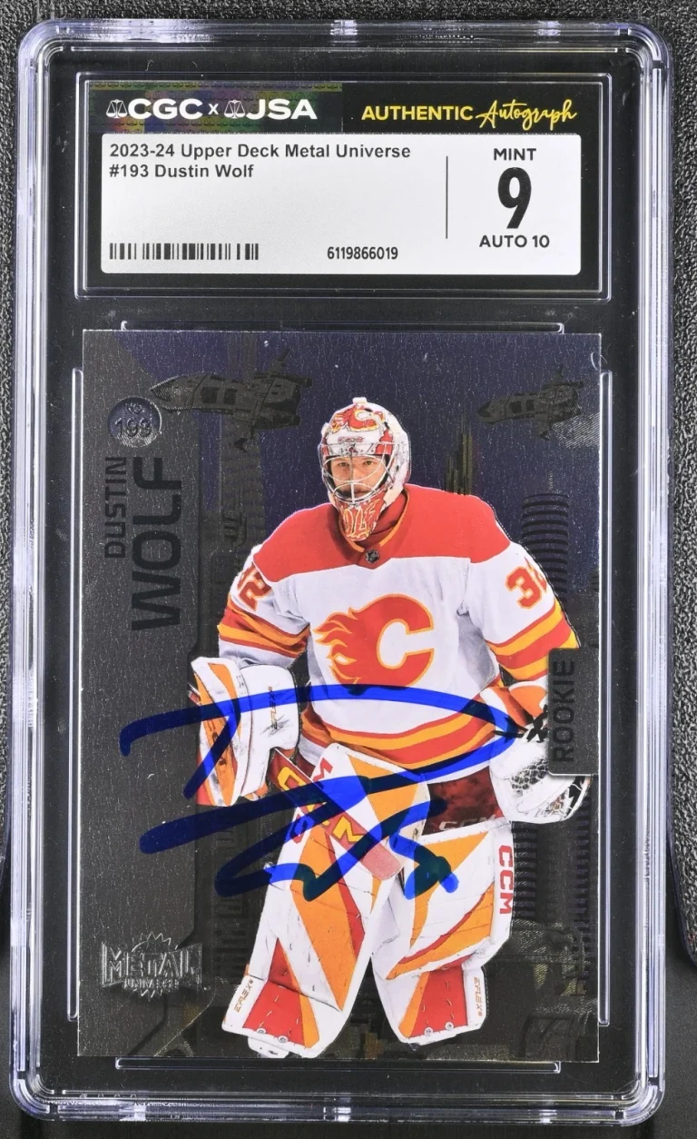 DUSTIN WOLF SIGNED 2023-24 UPPER DECK METAL ROOKIE CARD #193 CGC 9 JSA 10 AUTO