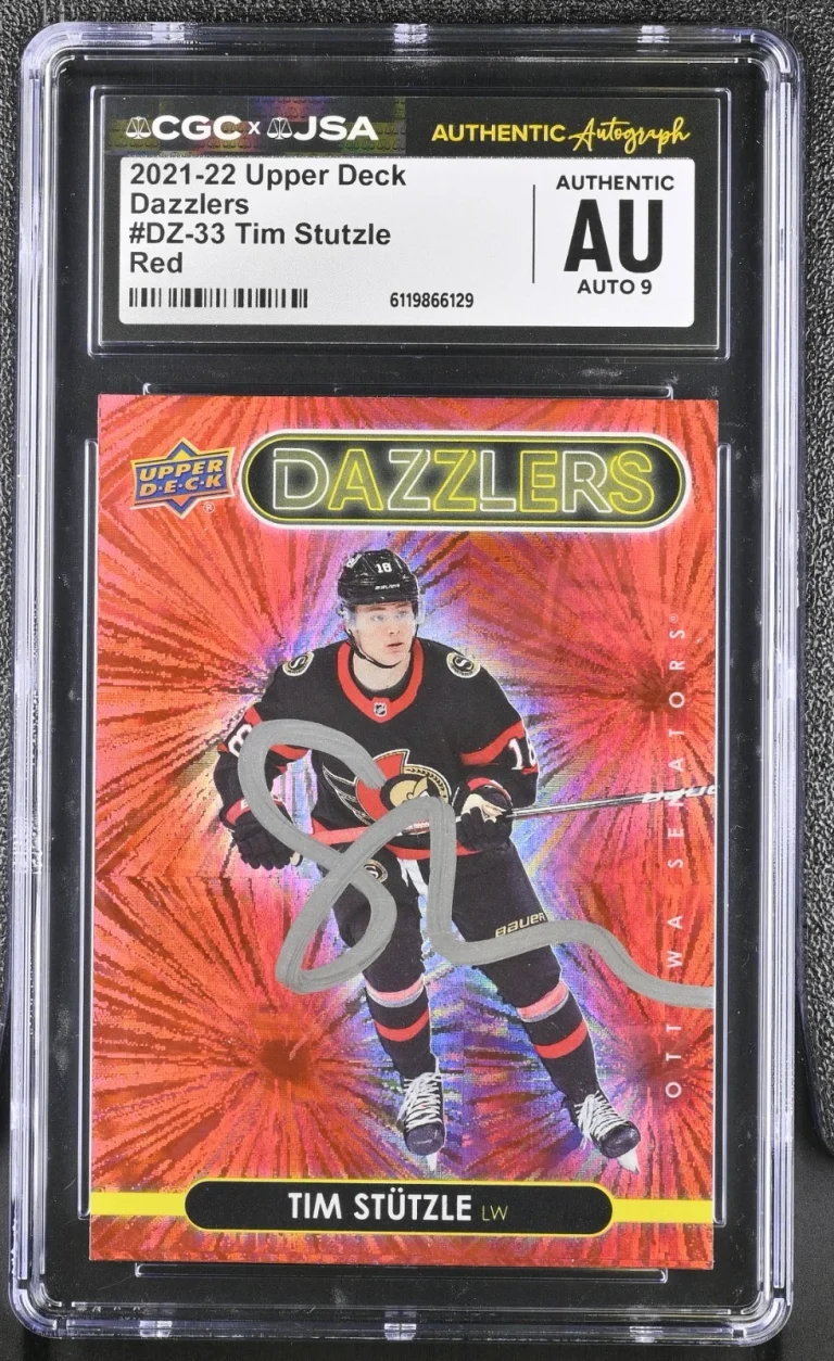 TIM STUTZLE SIGNED 2021-22 UPPER DECK DAZZLERS RED CARD #DZ-33 CGC AU JSA 9 AUTO