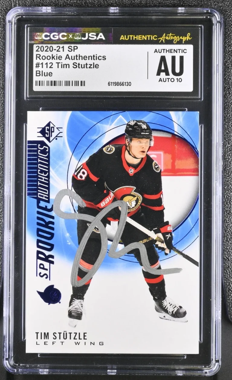 TIM STUTZLE SIGNED 2020-21 SP ROOKIE AUTHENTICS CARD #112 CGC AU JSA 10 AUTO