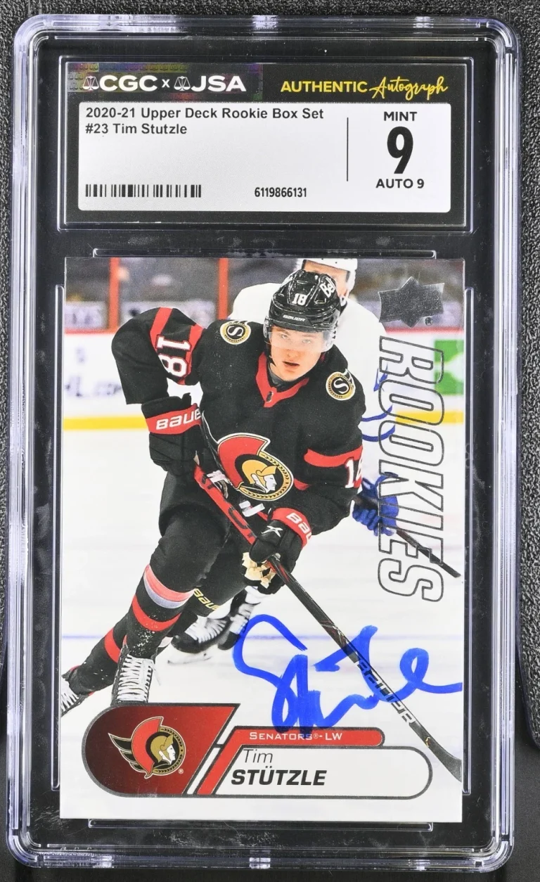 TIM STUTZLE SIGNED 2020-21 UPPER DECK ROOKIE BOX SET CARD #23 CGC 9 JSA 9 AUTO