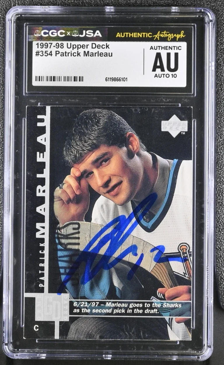 PATRICK MARLEAU SIGNED 1997-98 UPPER DECK ROOKIE CARD #354 CGC AU JSA 10 AUTO