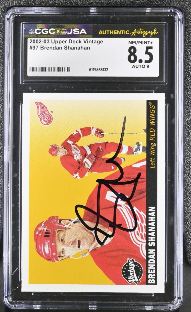 BRENDAN SHANAHAN SIGNED 2002-03 UPPER DECK VINTAGE CARD #97 CGC 8.5 JSA 9 AUTO