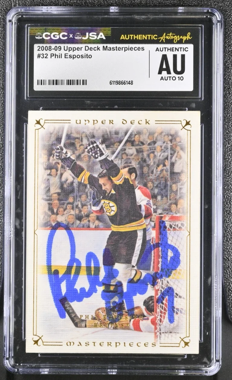 PHIL ESPOSITO SIGNED 2008-09 UPPER DECK MASTERPIECES CARD #32 CGC AU JSA 10 AUTO